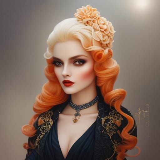 Elegant Portrait of Miss Peach with Gentle Smile