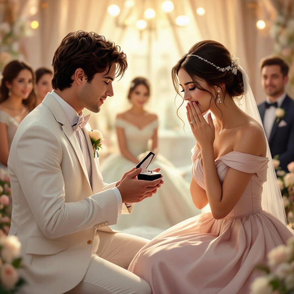 Emotional Marriage Proposal in Photorealistic Style