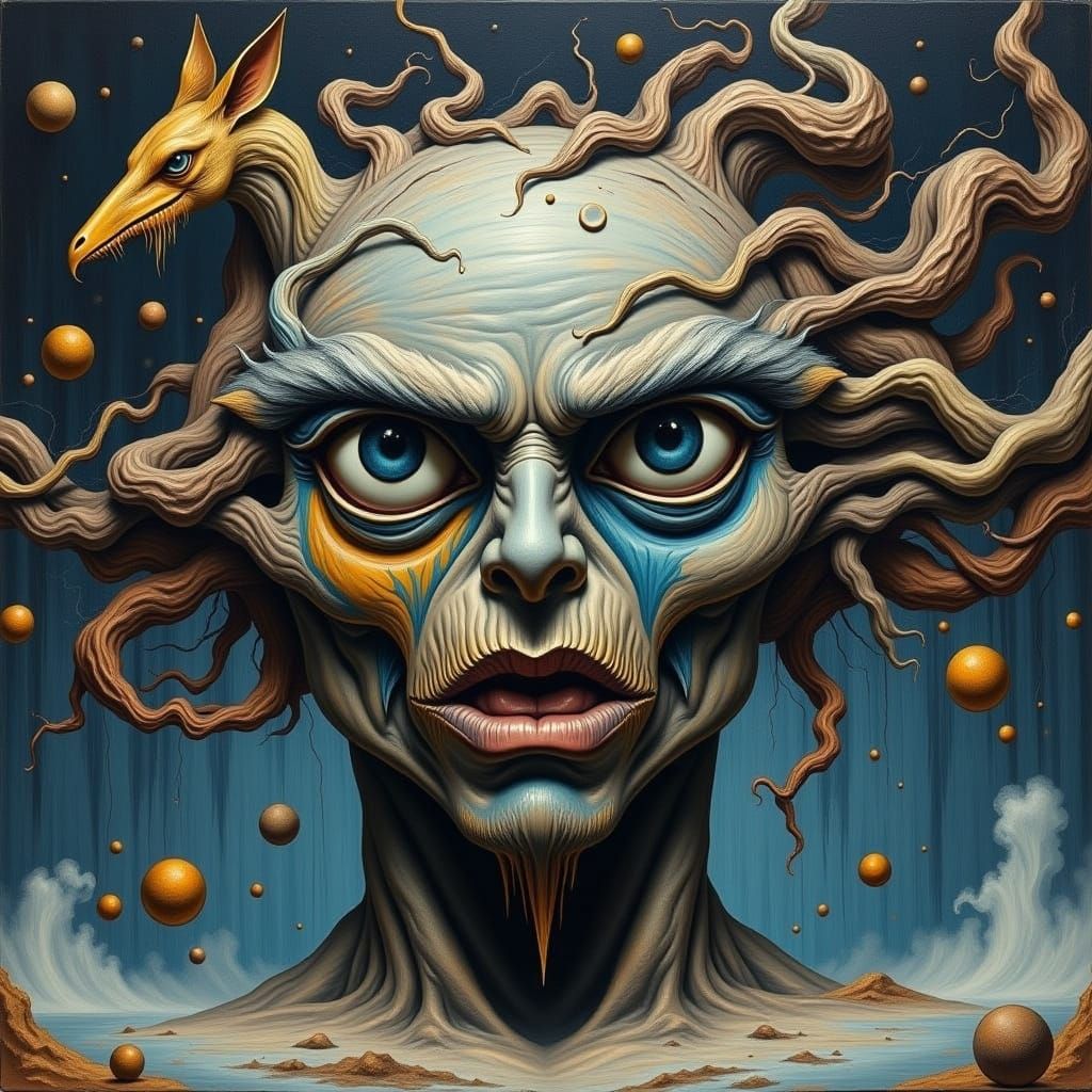 Surreal Unusual Portrait in Heavy Metal Deco Style