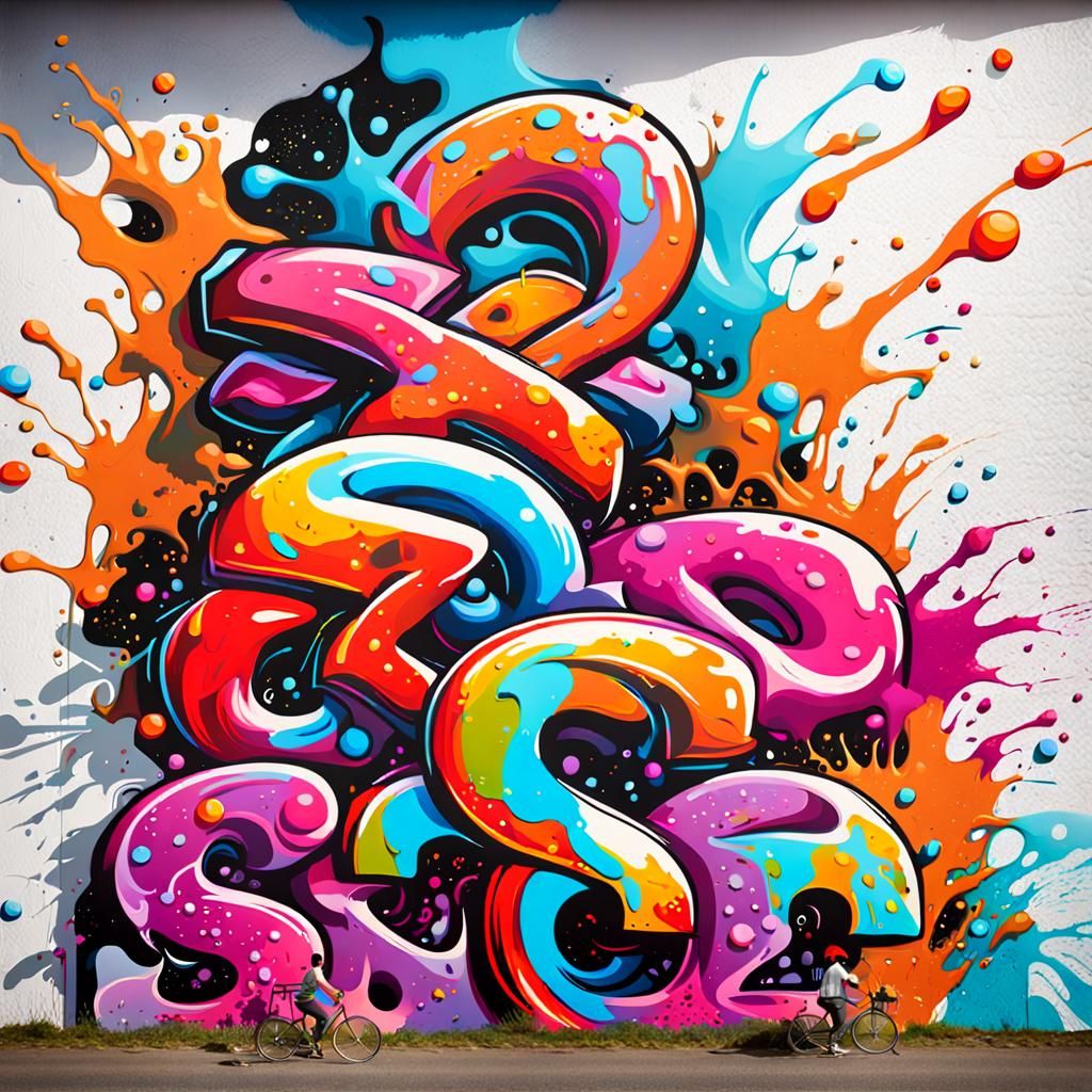 Colorful Graffiti Billboard with Melting Paint Effects