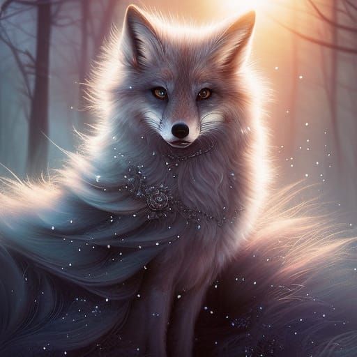 Celestial Winter Fox in Digital Art Style