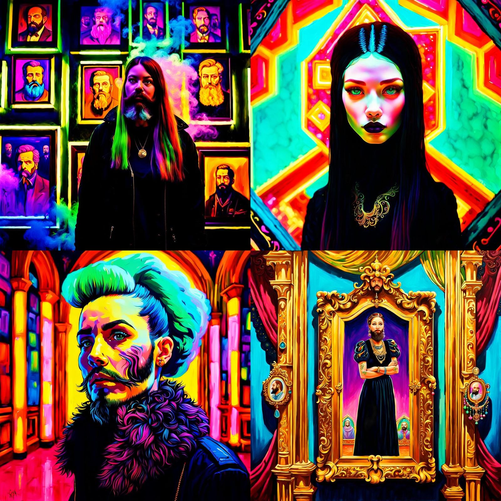 Sparkpunk Woman: Neon Pastel Goth Acrylic Portrait