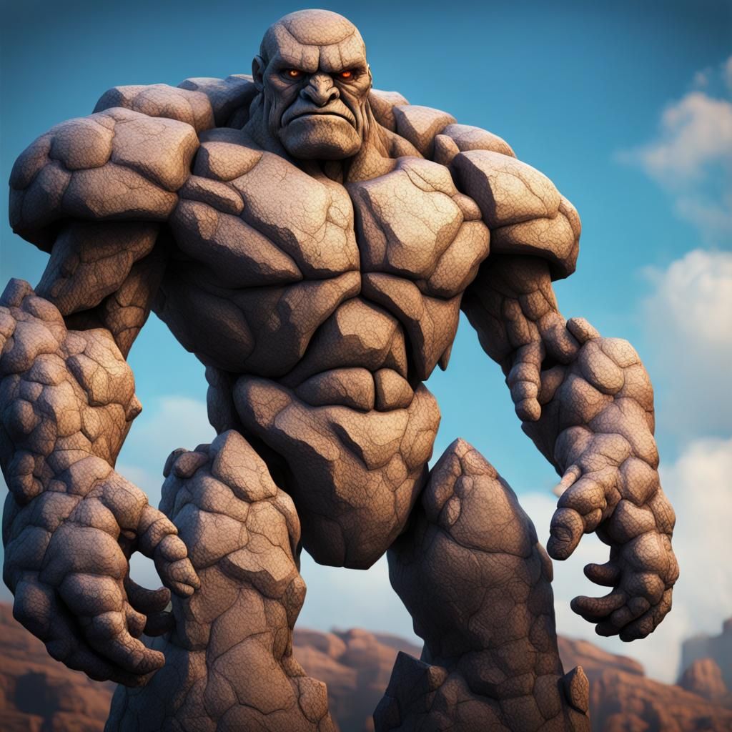 Intricately Detailed Stone Golem Concept Art