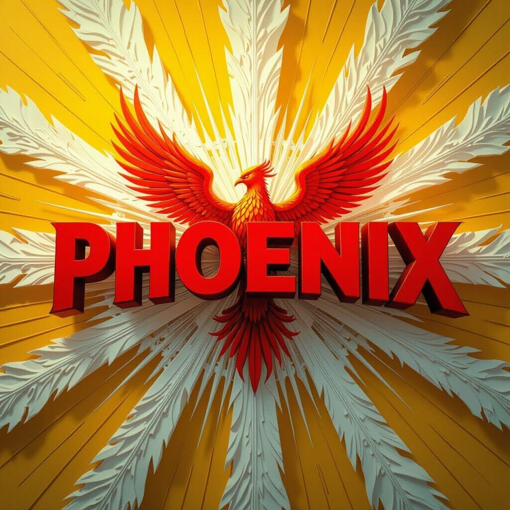 Striking Red Phoenix Logo on Yellow Background