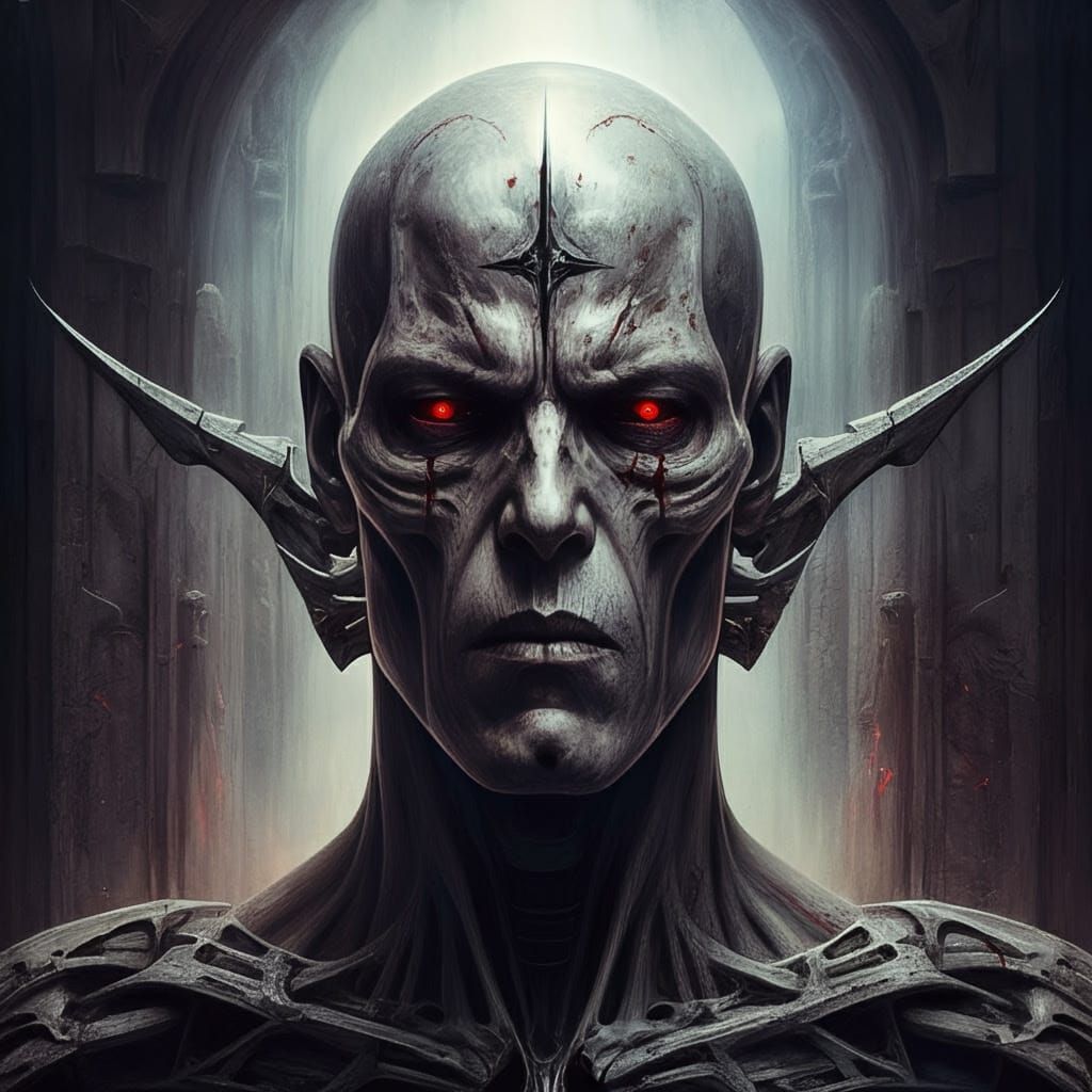 Dark Sci-Fi Landscape in H.R. Giger's Style