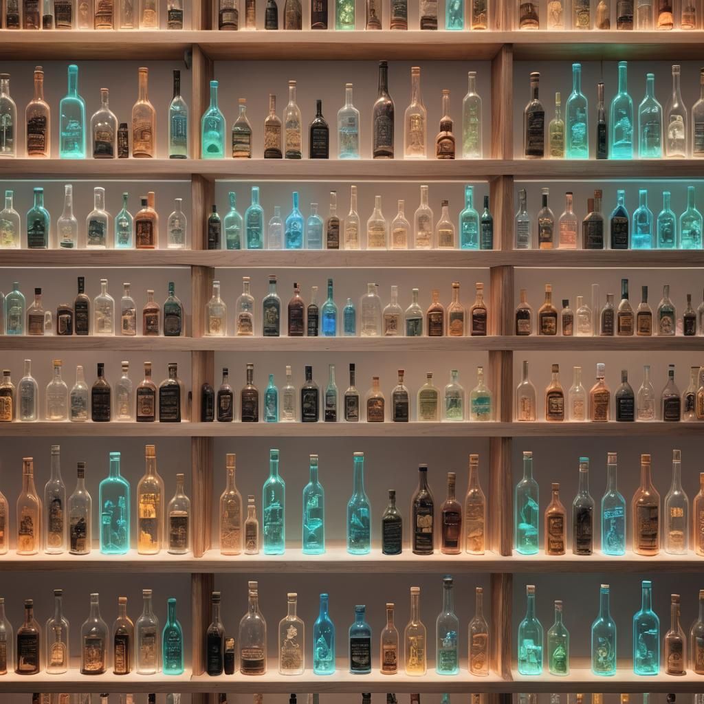 Bottled Architecture: Famous Buildings in Neon Light