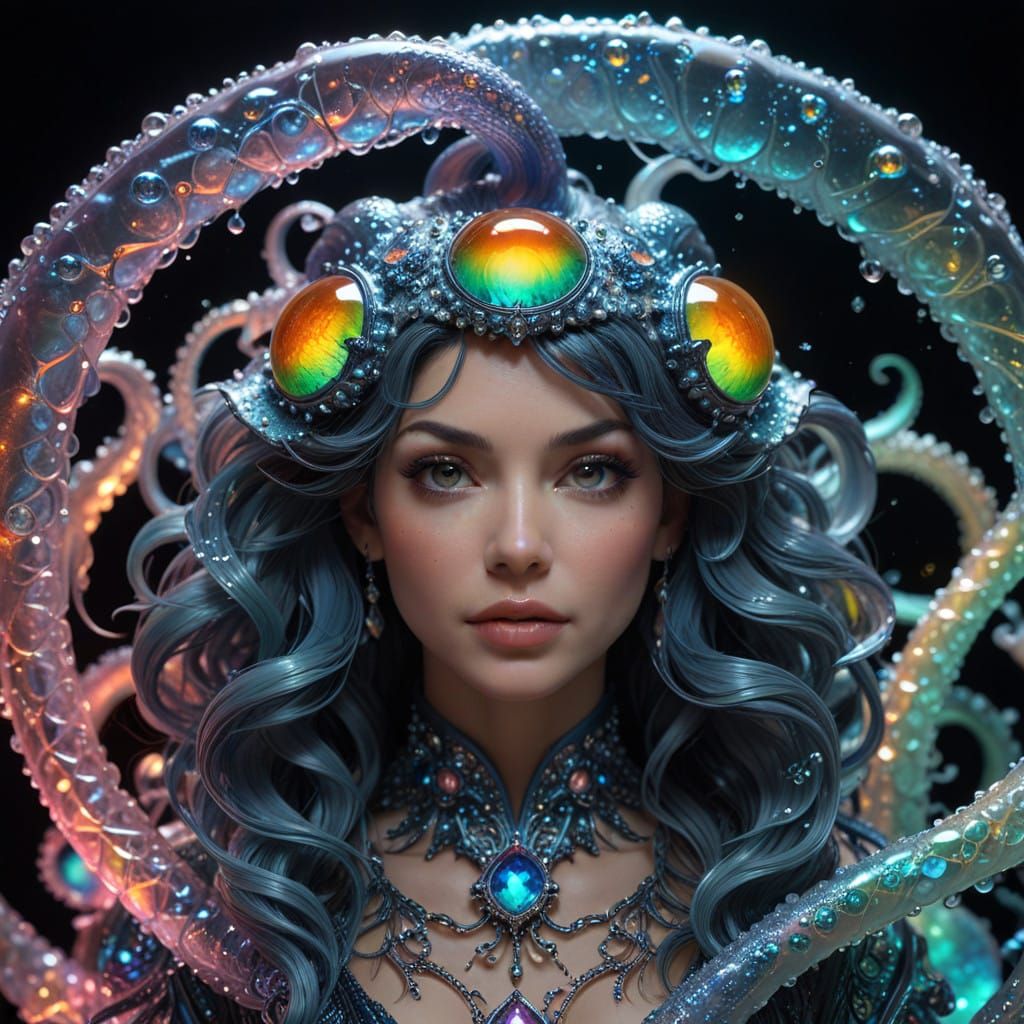 Surreal Amoeba Metamorphosis in Hyperrealistic, Triadic Colo...