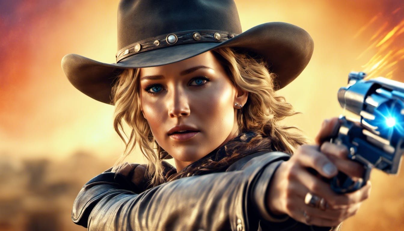 Jennifer Lawrence Cowgirl Duel in Charles Bell Style
