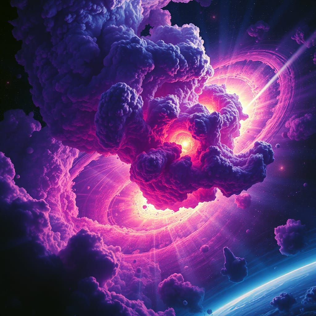 Cosmic Hypernova Explosion in Biomechanical Surrealism