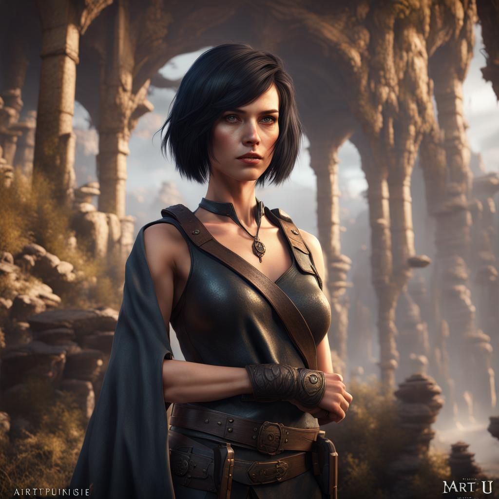 Female Adventurer in Detailed Matte Painting Style