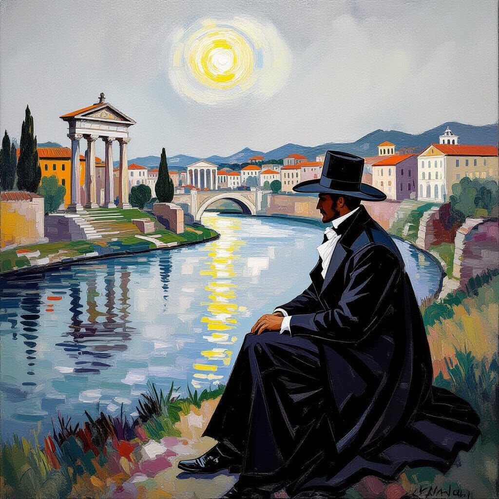 Time Lord by River Near Roman Ruins