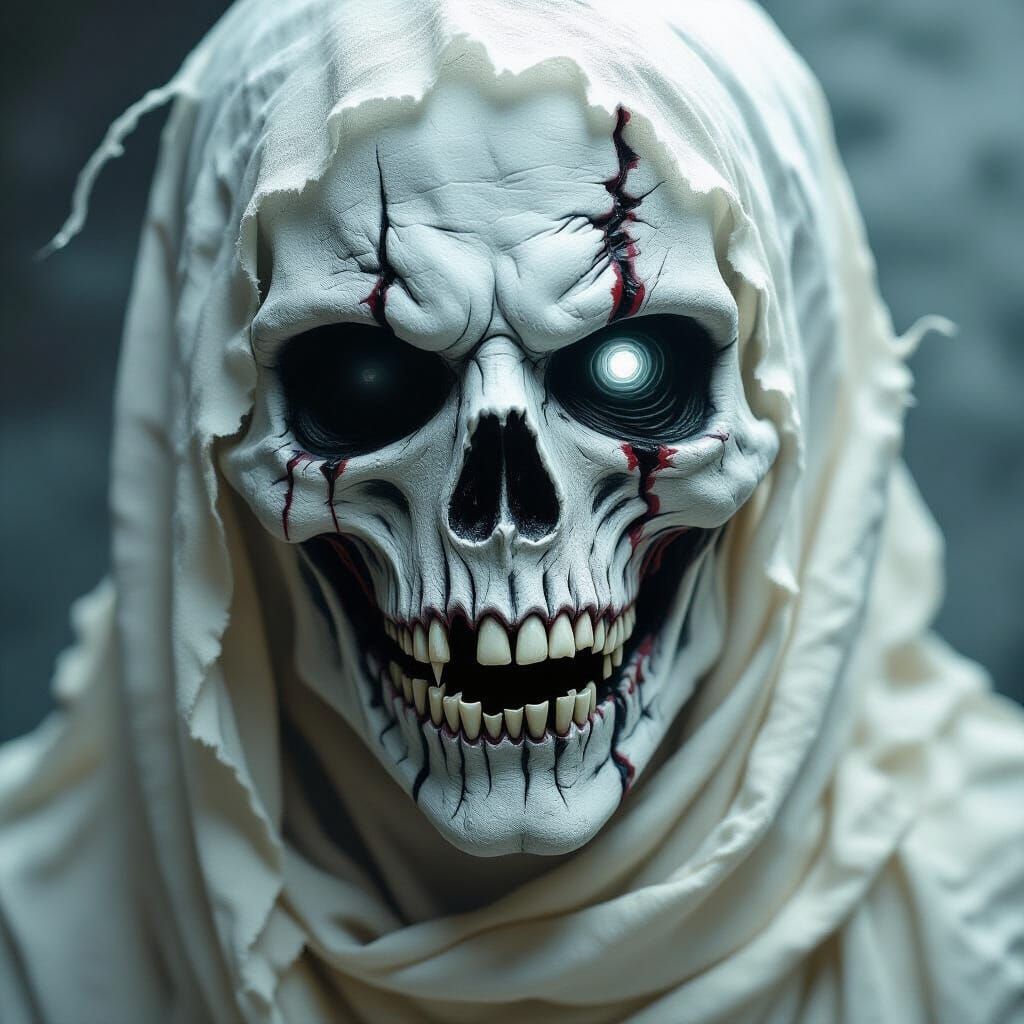 Cursed Ghost Entity in Extreme Close-up: Biomechanical Horro...