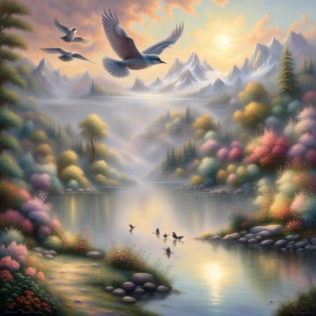 Ethereal Lake Reflections in Hyperdetailed Fantasy Style
