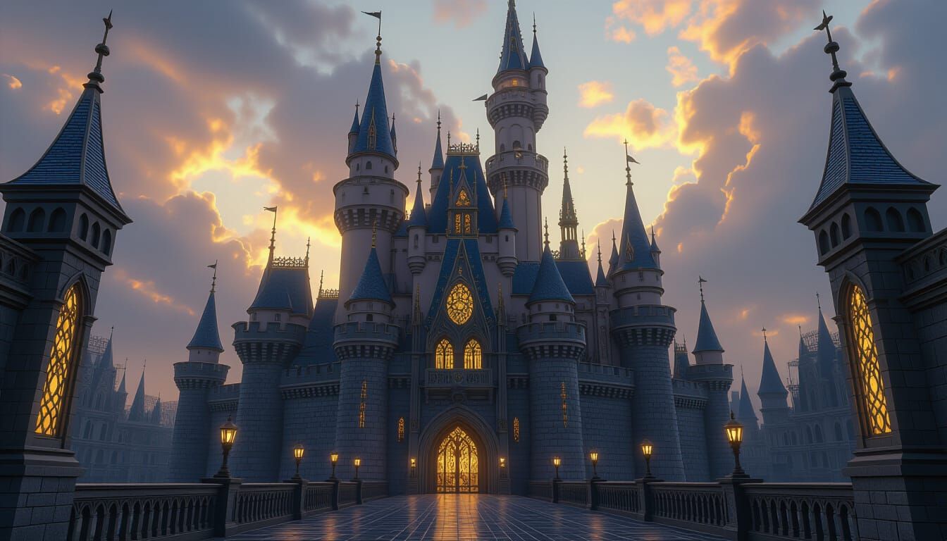 Majestic Dark Fantasy Castle in Volumetric Lighting