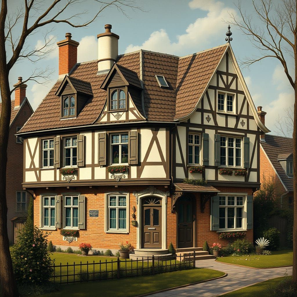 Charming Dutch-Style House Amidst Whimsical Landscape