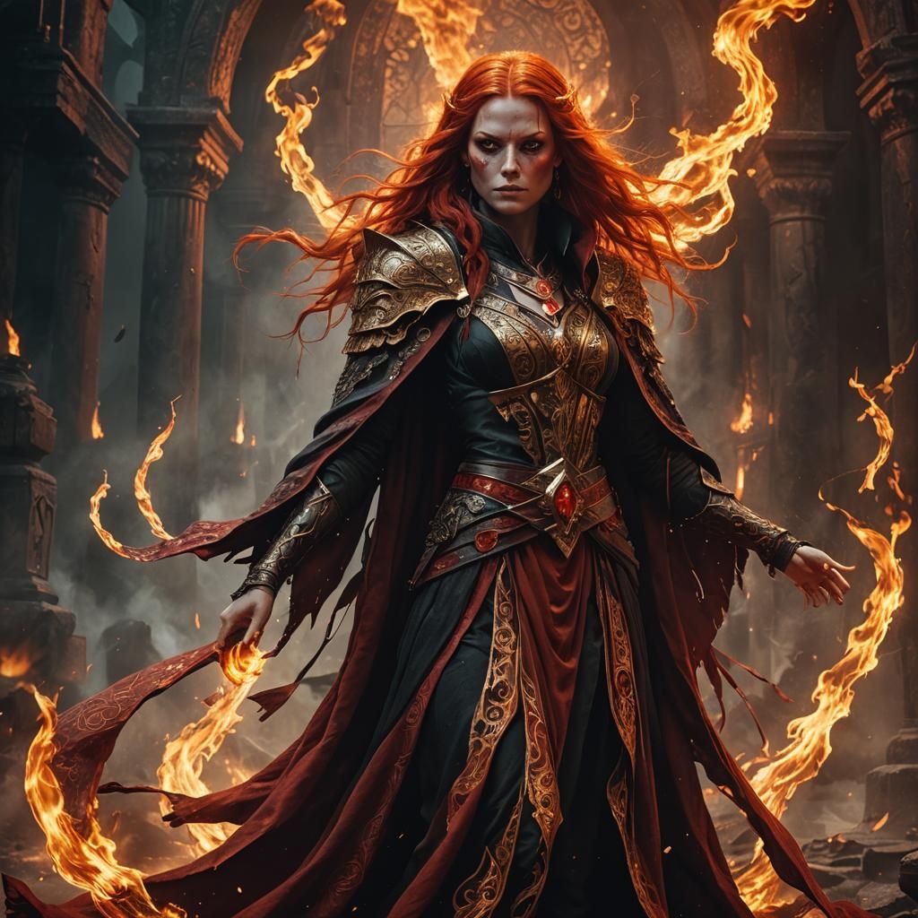 Crimson Witch Concept Art in Dark Fantasy Style