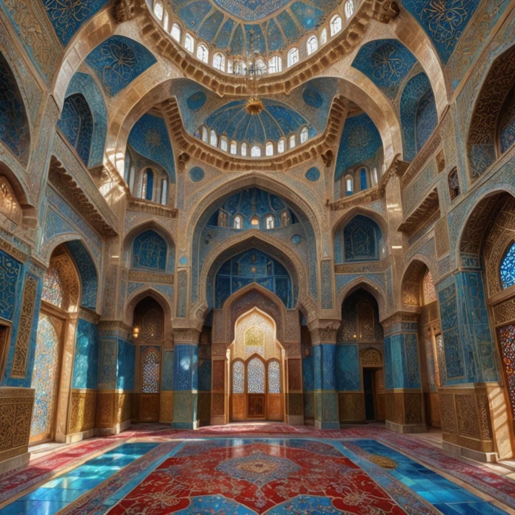 Magnificent Mosque Interior in Impressionist Style