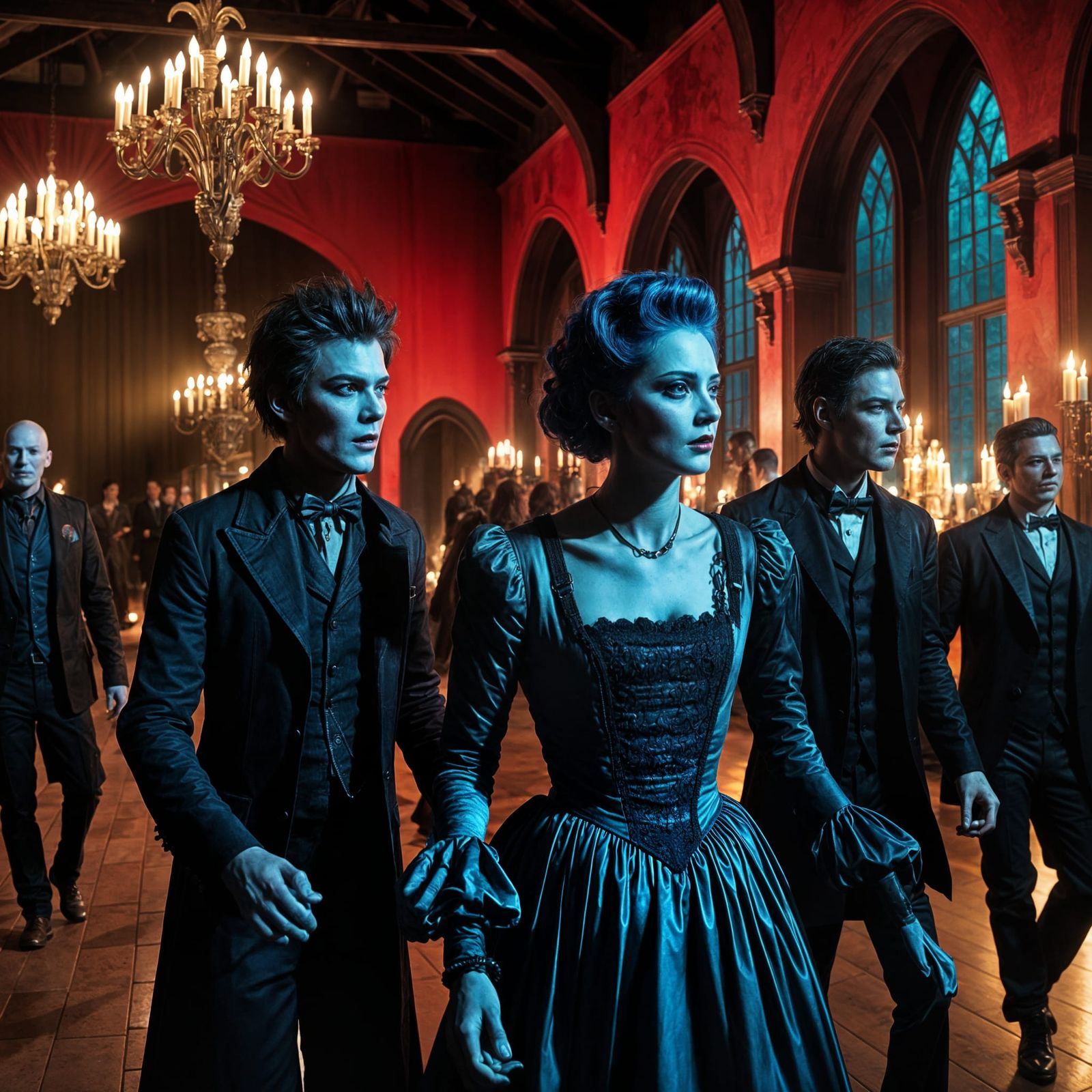 Halloween Party with Ghosts, Vampires, and Zombies