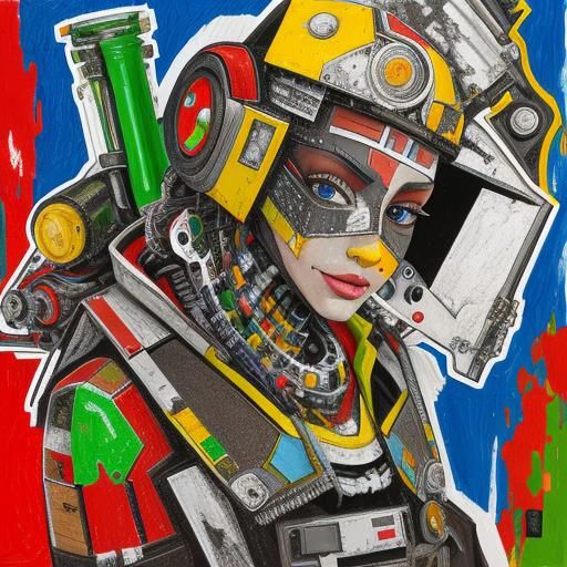 Mixed Media Scrap Robot Portrait