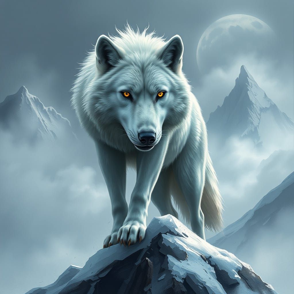 Majestic Arctic Wolf in Snowy Wilderness