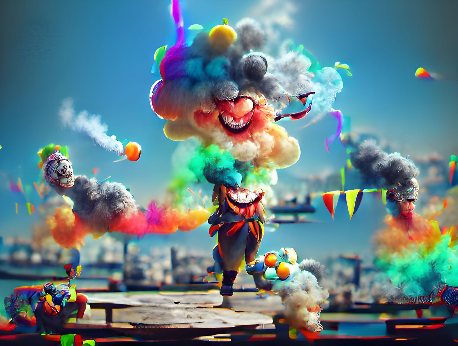 Exploding clown show. 🤡🎈🤯