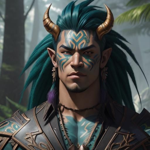 Tribal Troll Warrior Portrait in Anime 3D Art