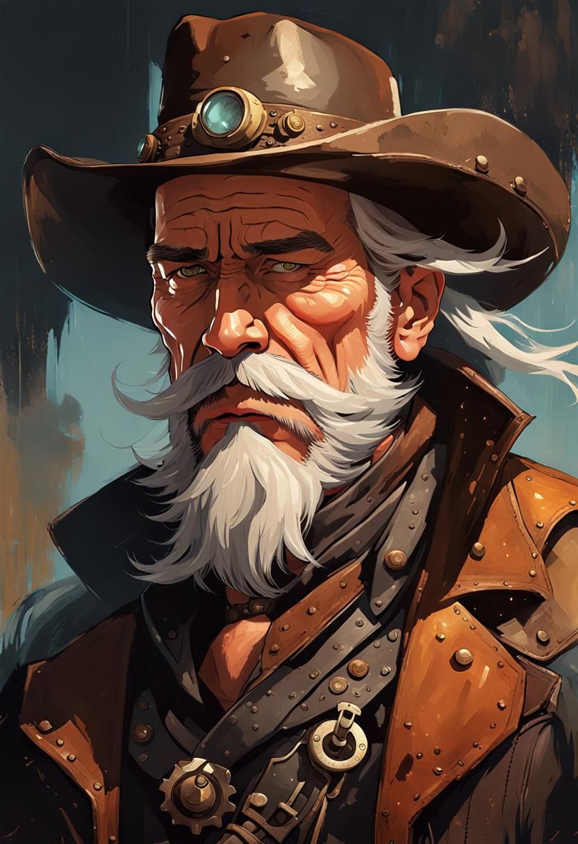 Steampunk Cowboy Portrait in Detailed 8K Resolution