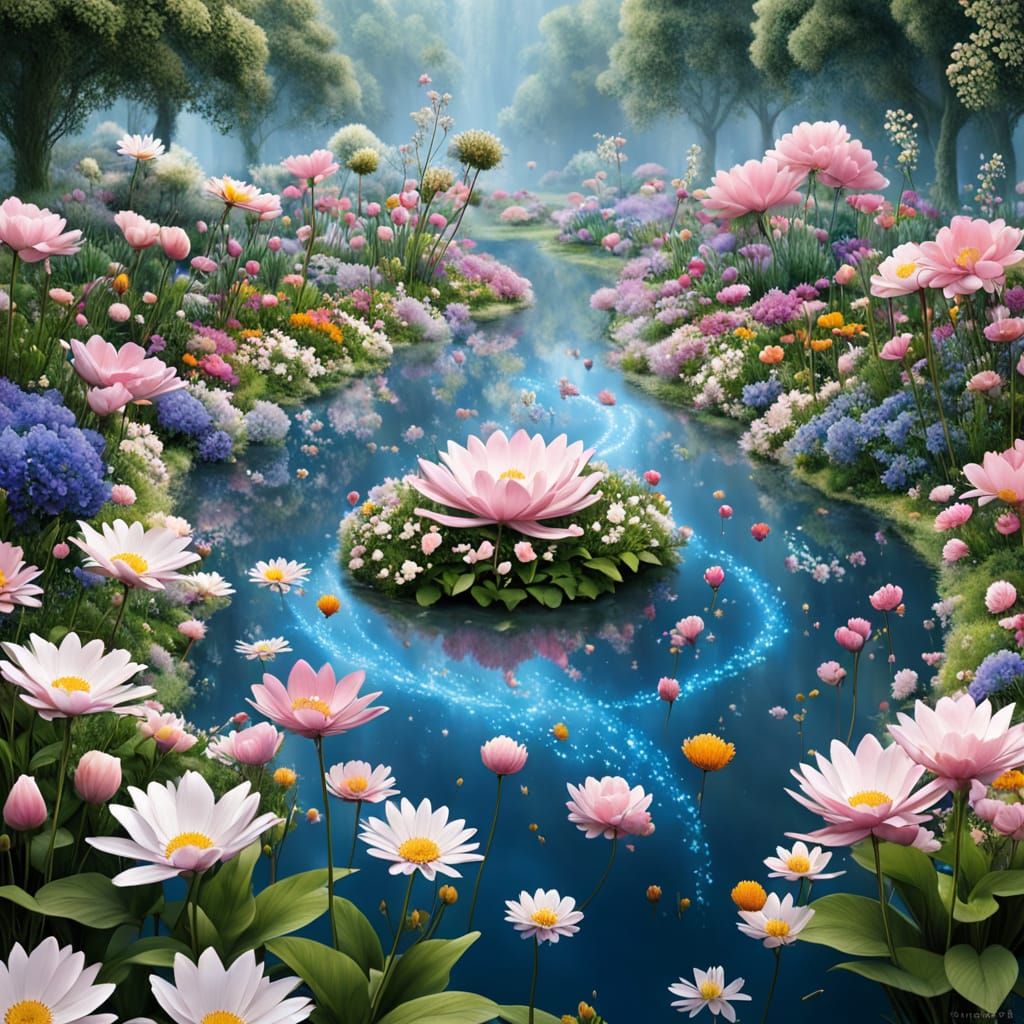 Floating Celestial Garden Blooms in Slow Motion