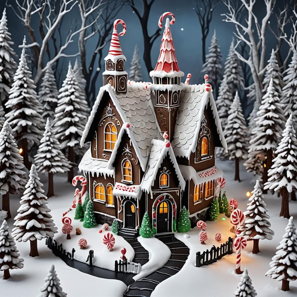 Gothic Gingerbread House in Winter Wonderland