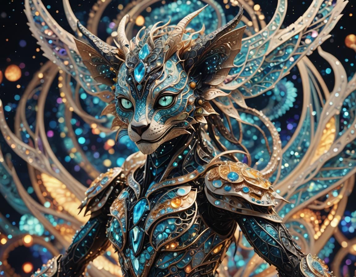 Bioluminescent Chimera with Abstract Fractal Background