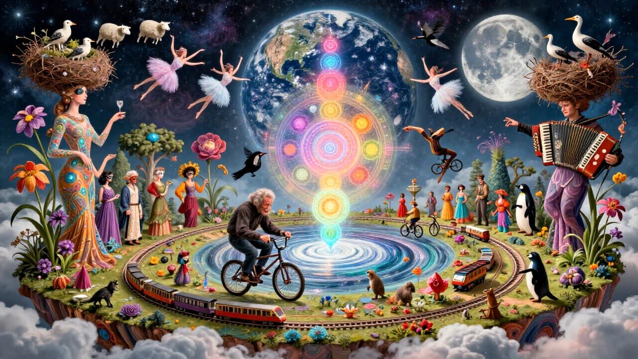 Surreal Tea Party on a Floating Island