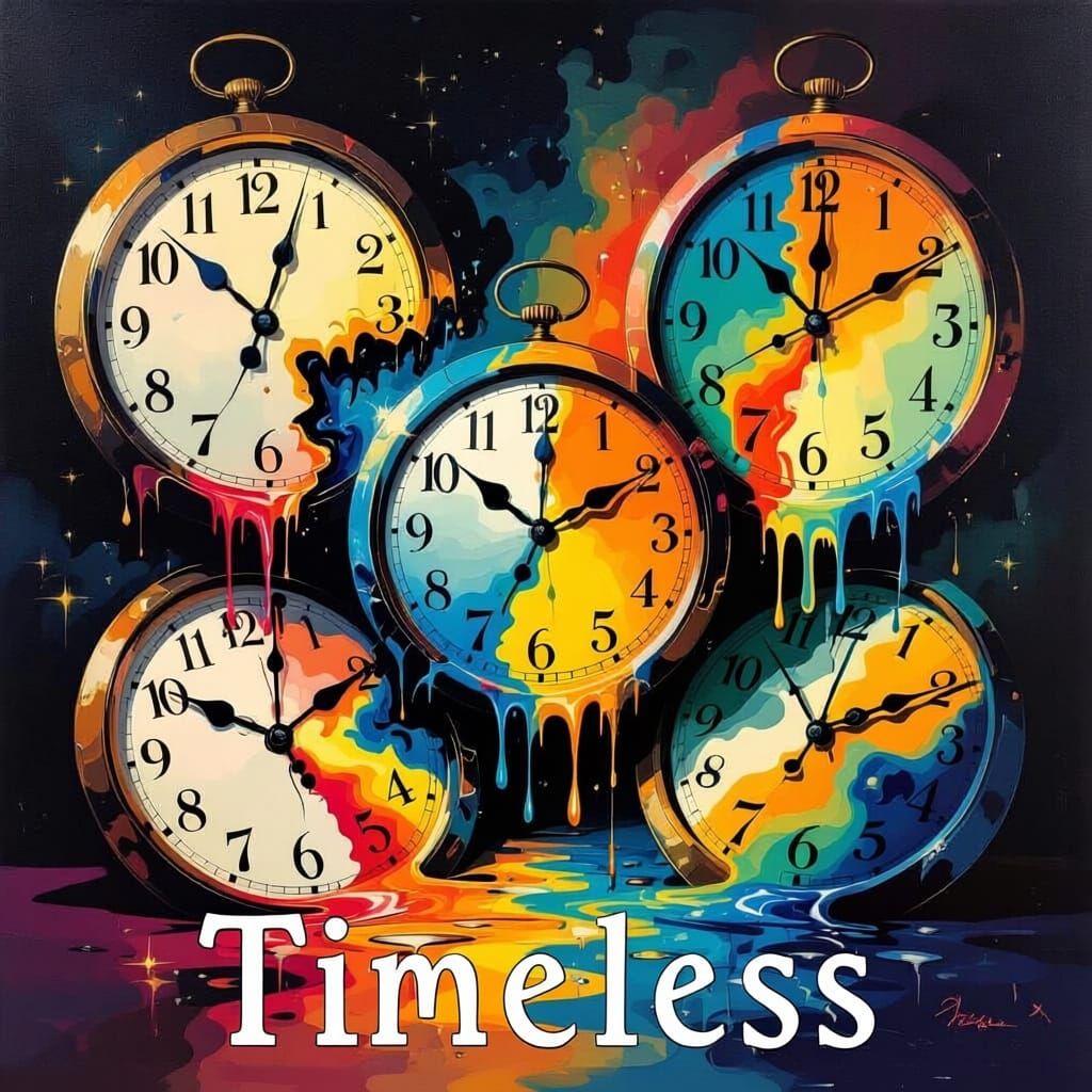 Surreal Melting Clocks in Salvador Dali Style