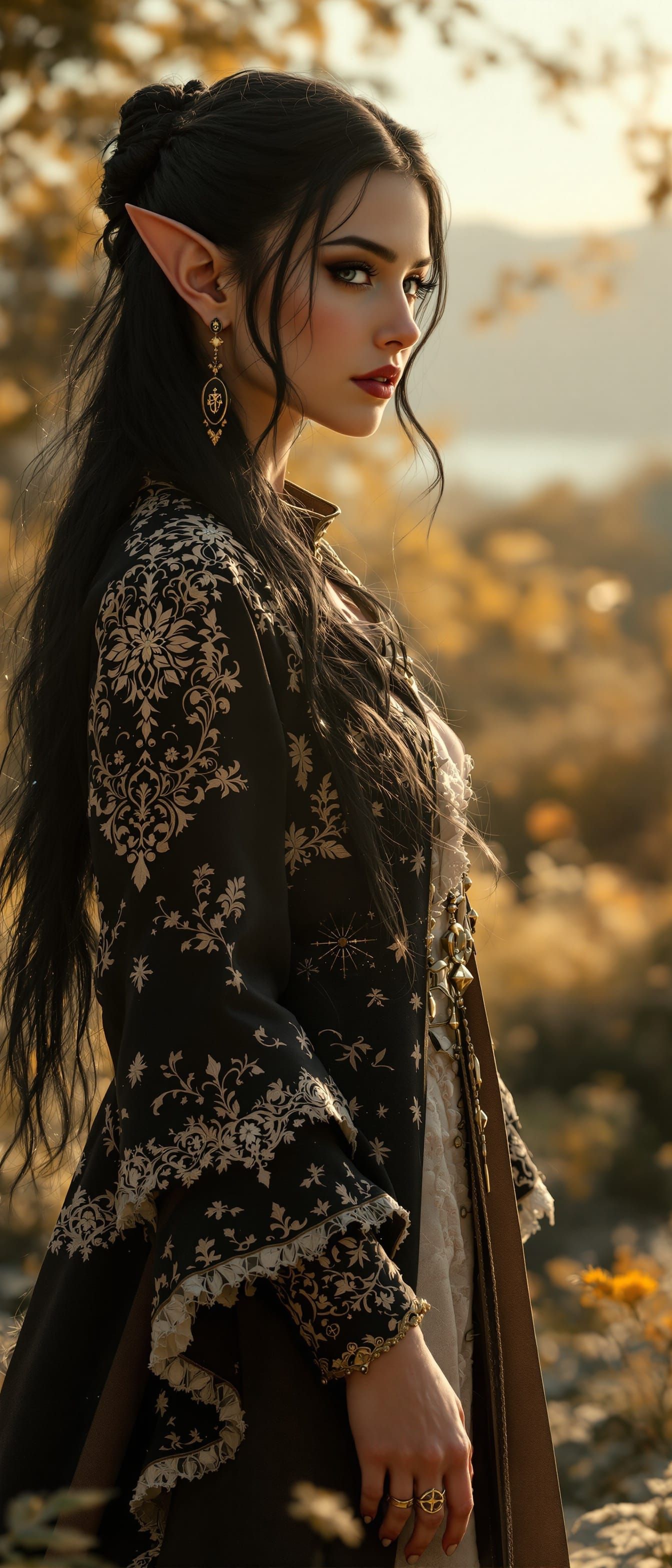 Half-Elf Woman in Fantasy Western Landscape