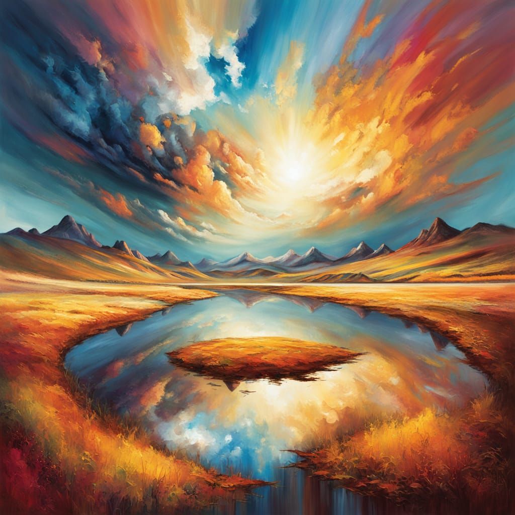 Ethereal Horizon in Vibrant Oil Painting Style