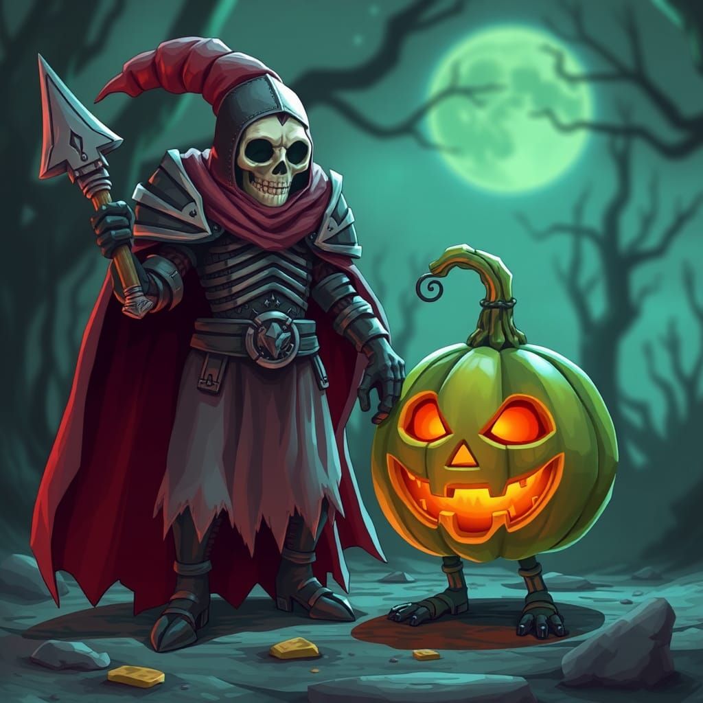 Undead Knight Ghost and Green Jack-o-Lantern