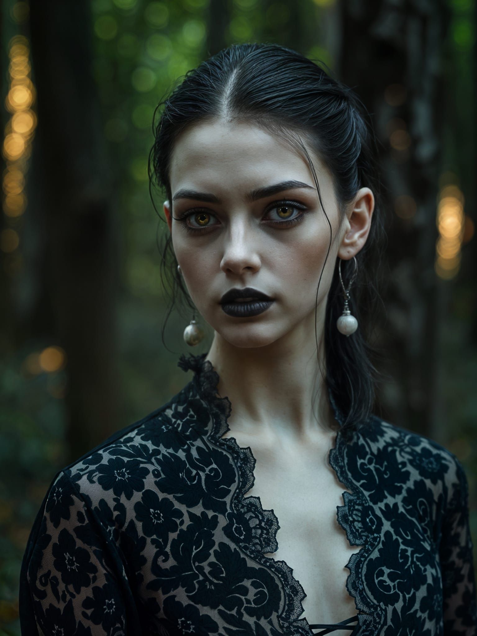 Gothic Vampire Portrait in Dark Forest Style