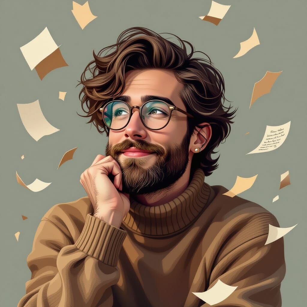 Poet Portrait in Artgerm Style with Torn Paper