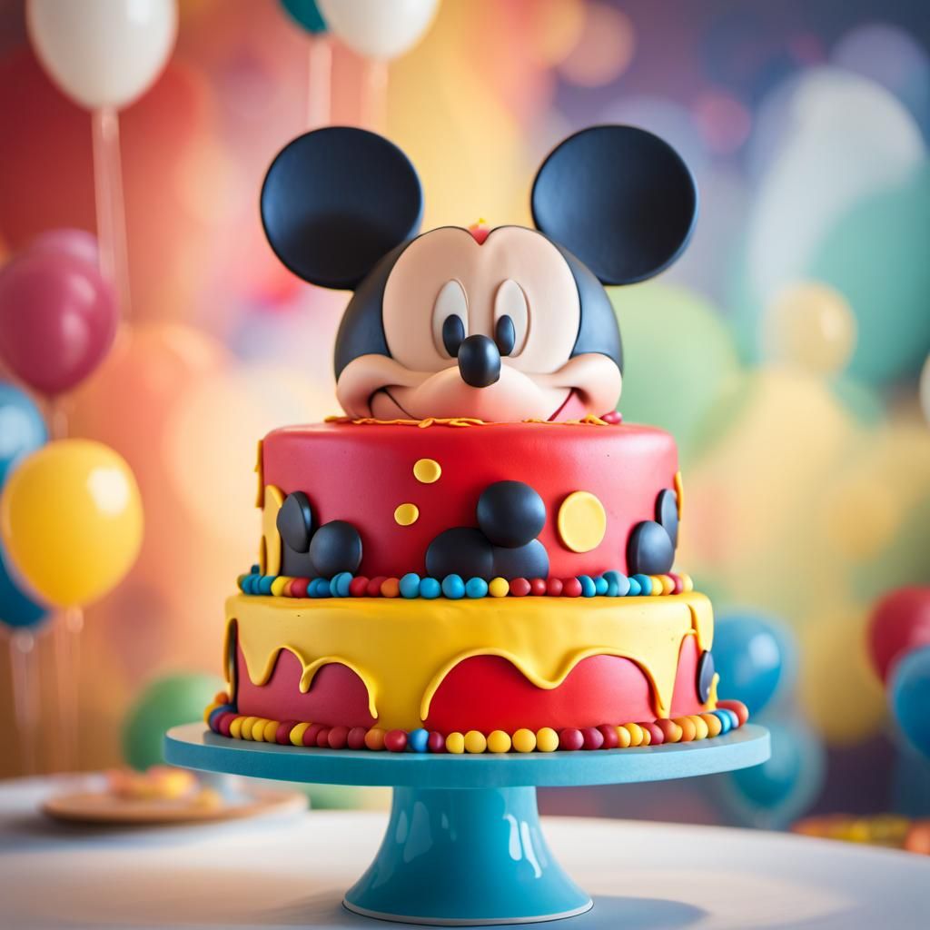 Hyperrealistic Mickey Mouse Birthday Cake Sculpture