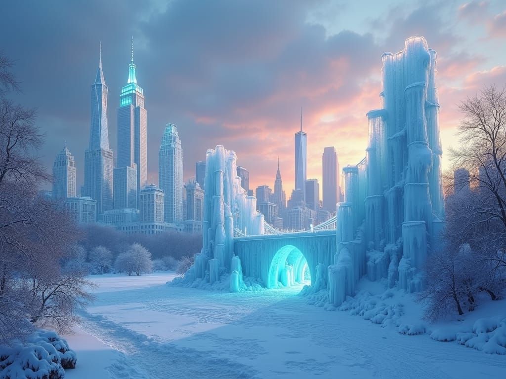 Frozen Post-Apocalyptic New York City as Oil Painting