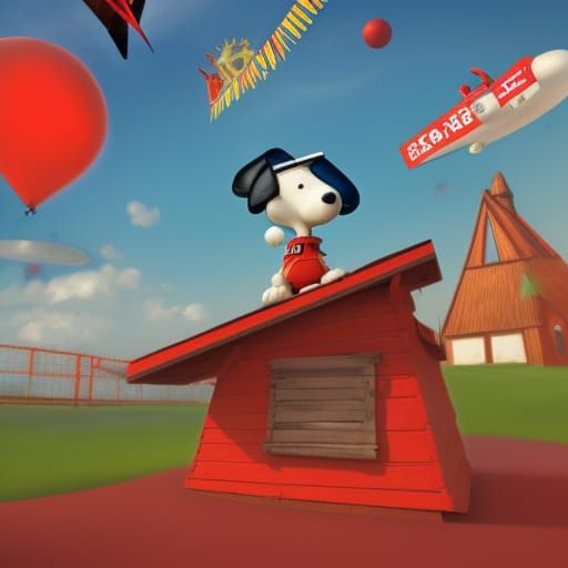 Snoopy as Red Baron: 3D Digital Art