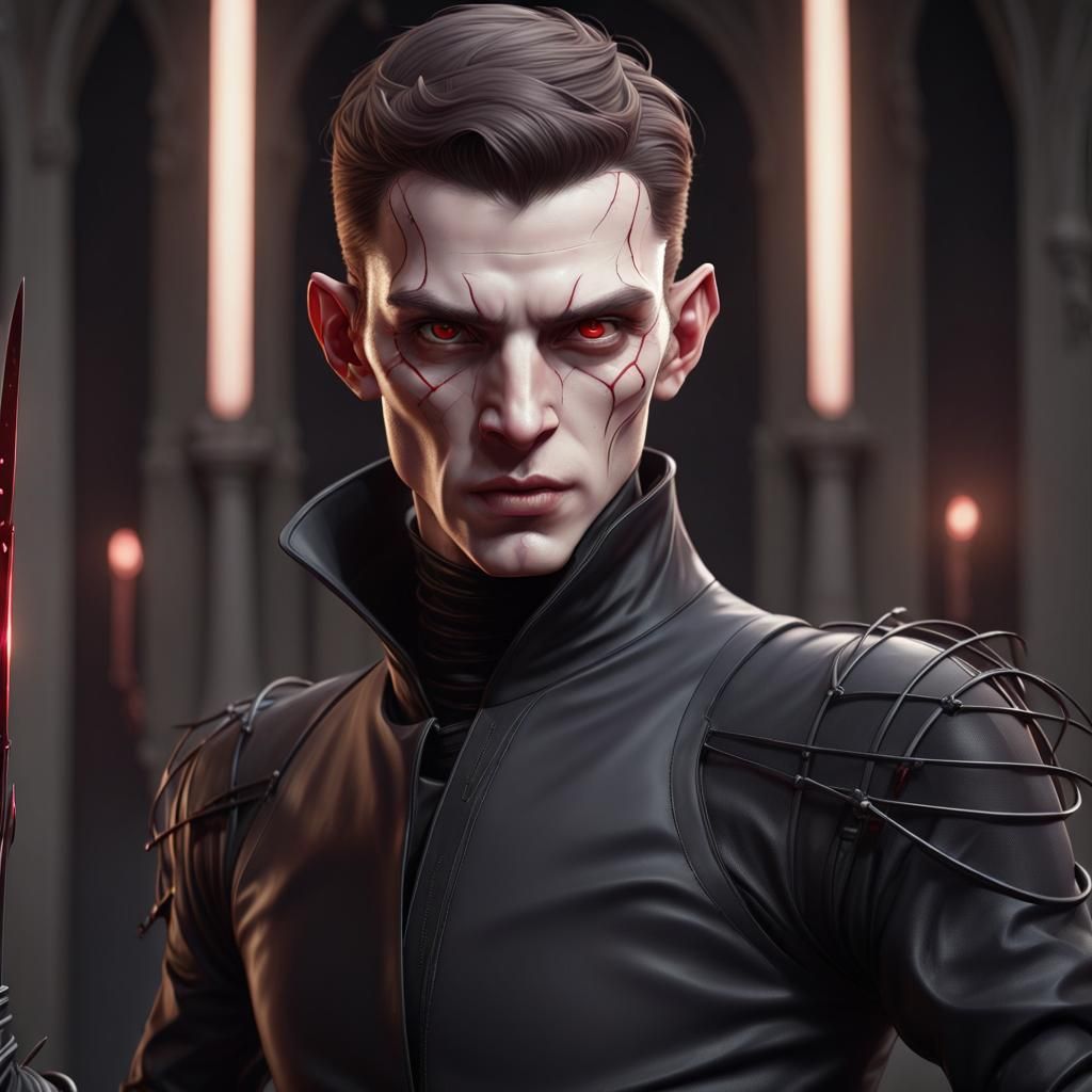 Vampiric Fencer: A Hyperdetailed Dark Portrait