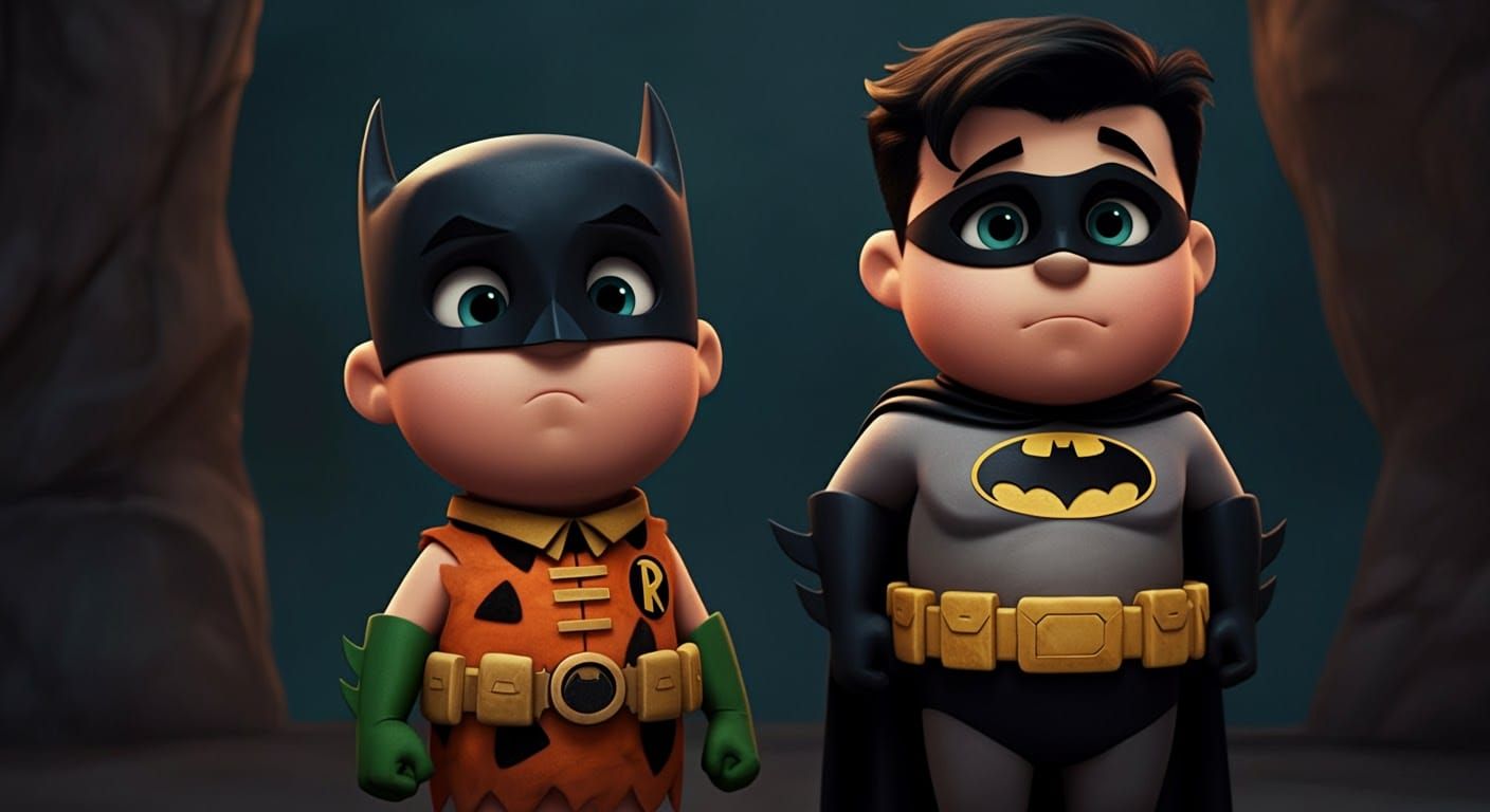 Funny Flintstones Batman and Robin Display Bat-belts