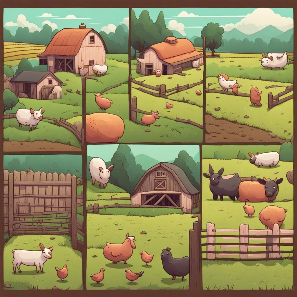 Lofi Cartoon Farm Scene