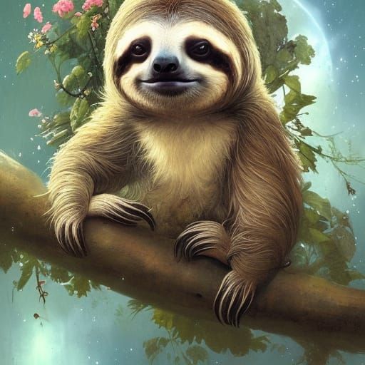 Portrait of a cute and adorable sloth
