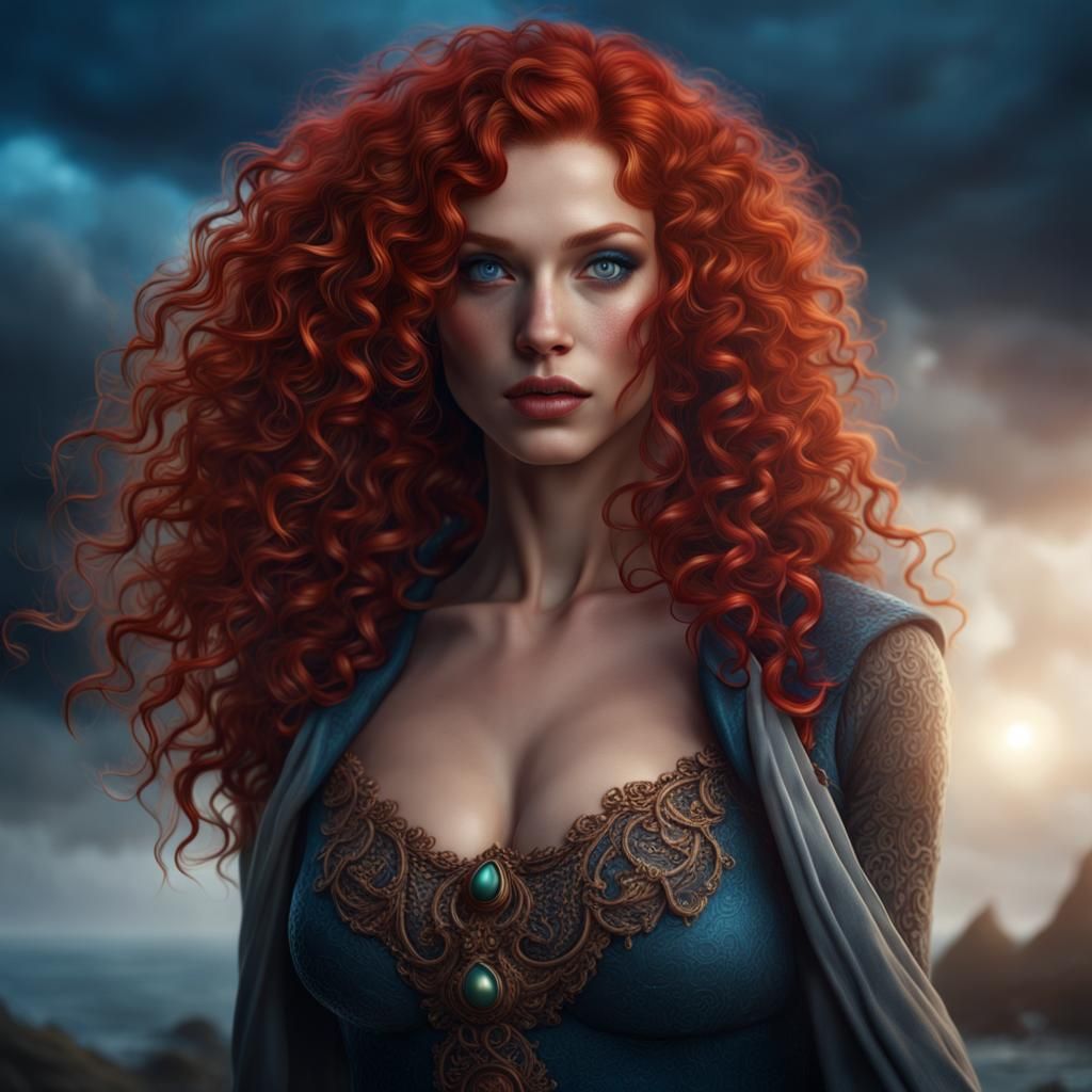 Woman with Red Hair, Detailed Fantasy Art