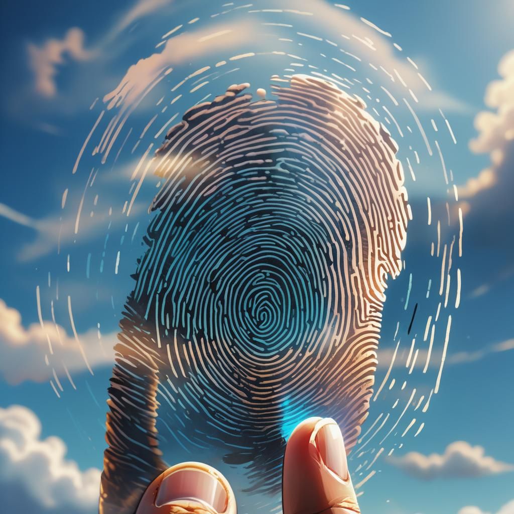 Detailed Fingerprint Macro Photo in Anime Style