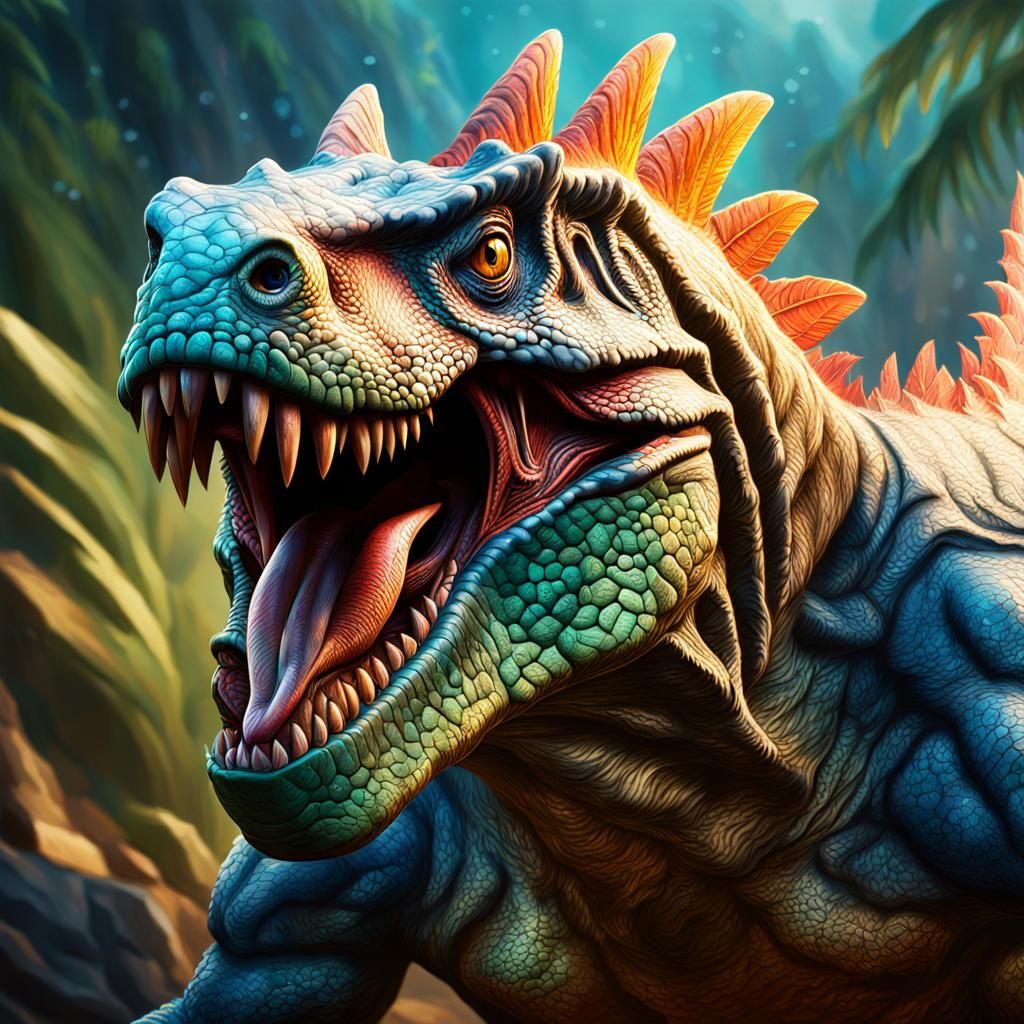 Hyperrealistic Cretaceous Hunter in Splash Art Style