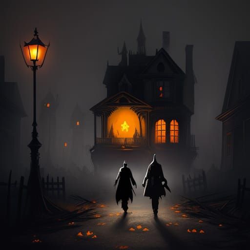 Eerie Halloween Night of Haunted Houses and Ghostly Candies