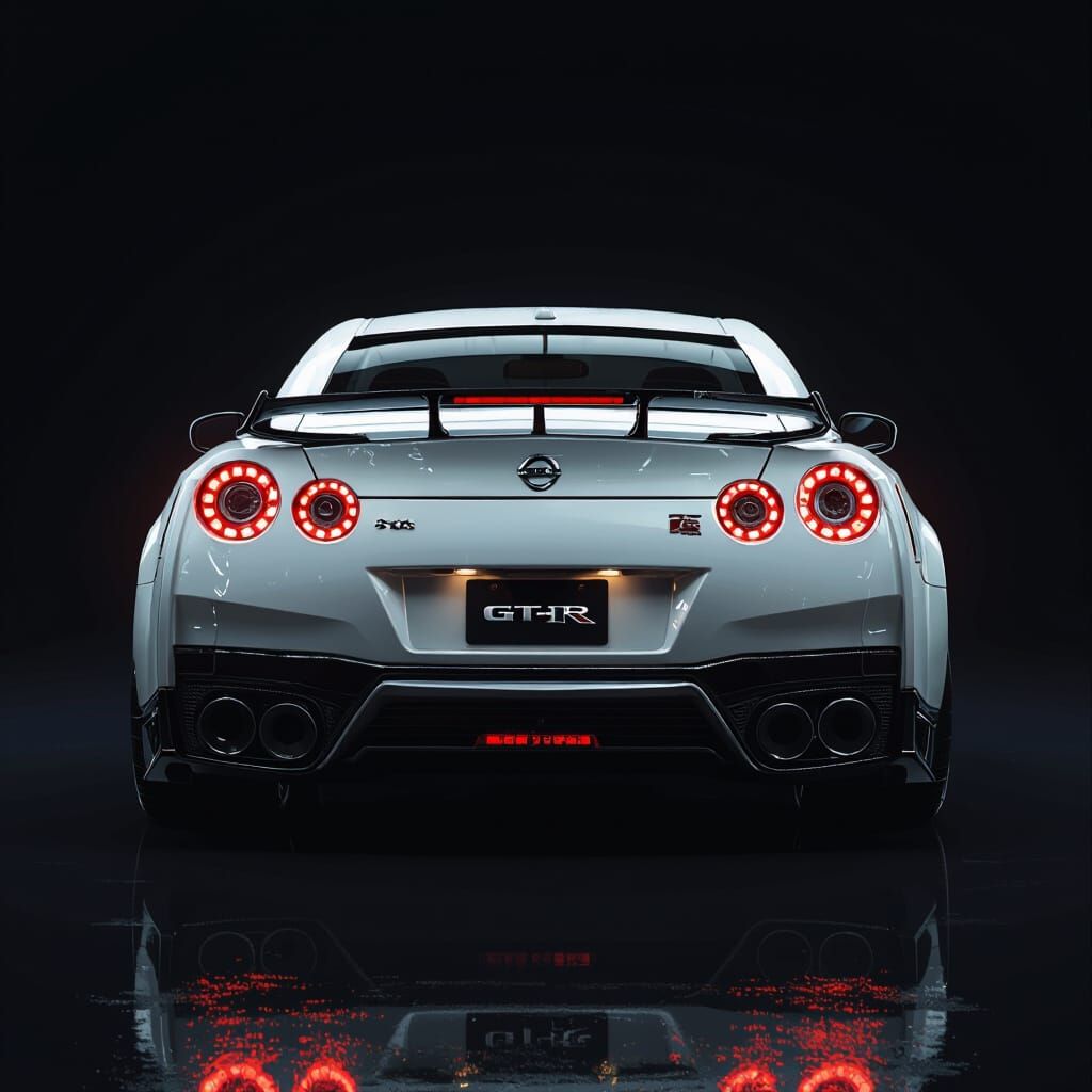 Nissan GT-R Studio Photo with Glowing Red Taillights
