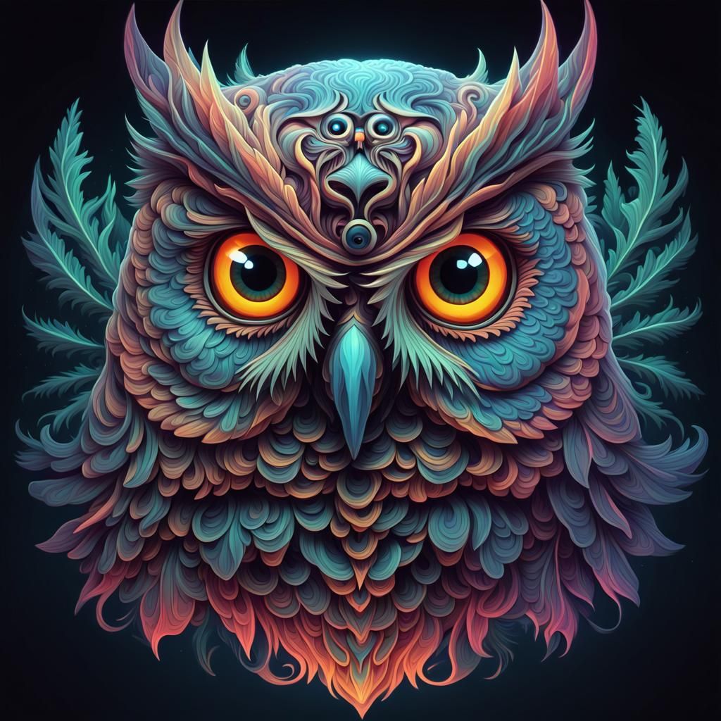 whimsical stylized gothic owl